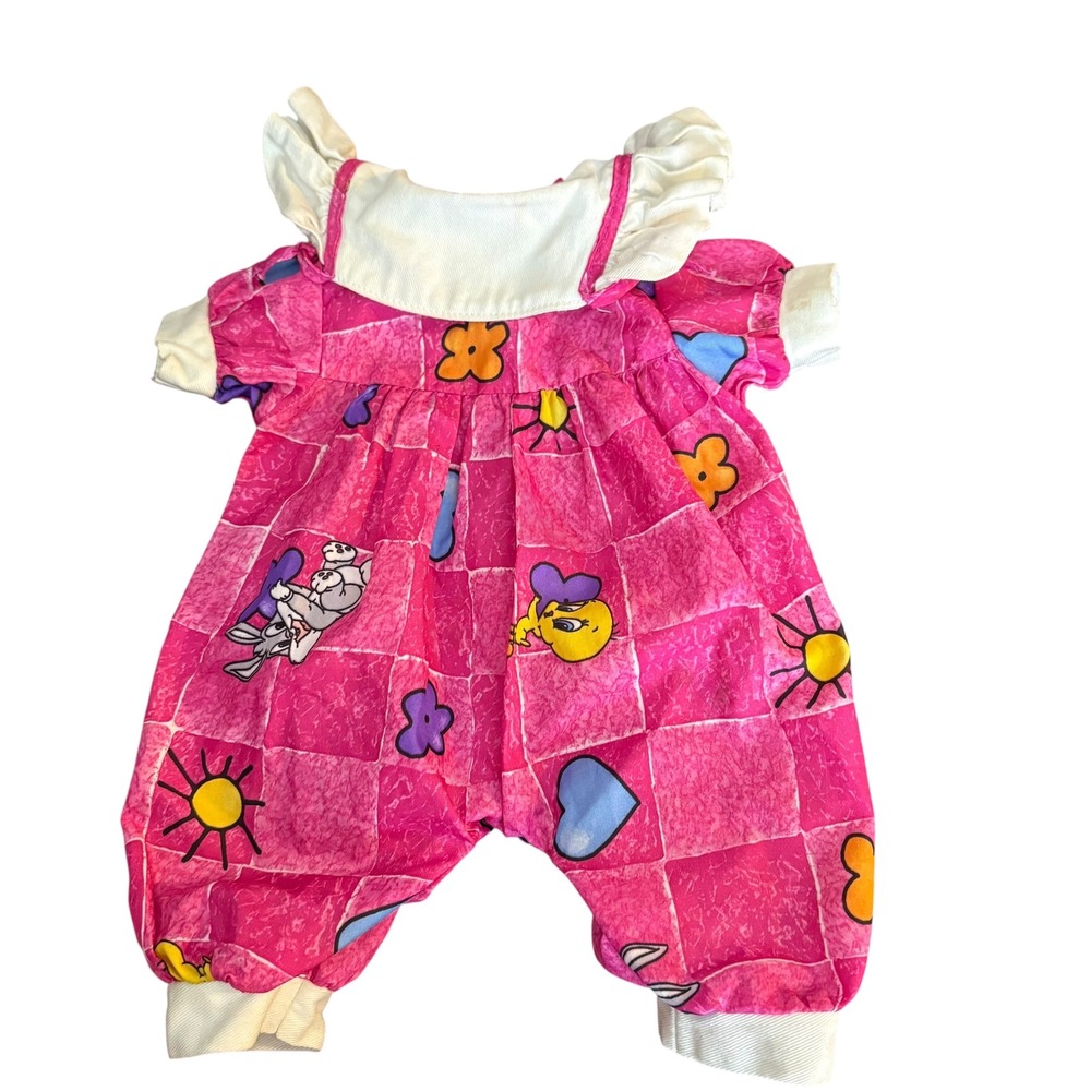 Vintage Doll Clothes Romper Outfit Looney Tunes Tweety Bird Bugs‎ Bunny Pink